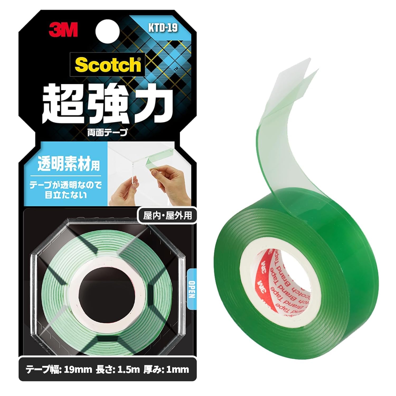3M 스카치 초강력 양면테이프 1. 클리어 폭 19mm 길이 1500mm 신모델