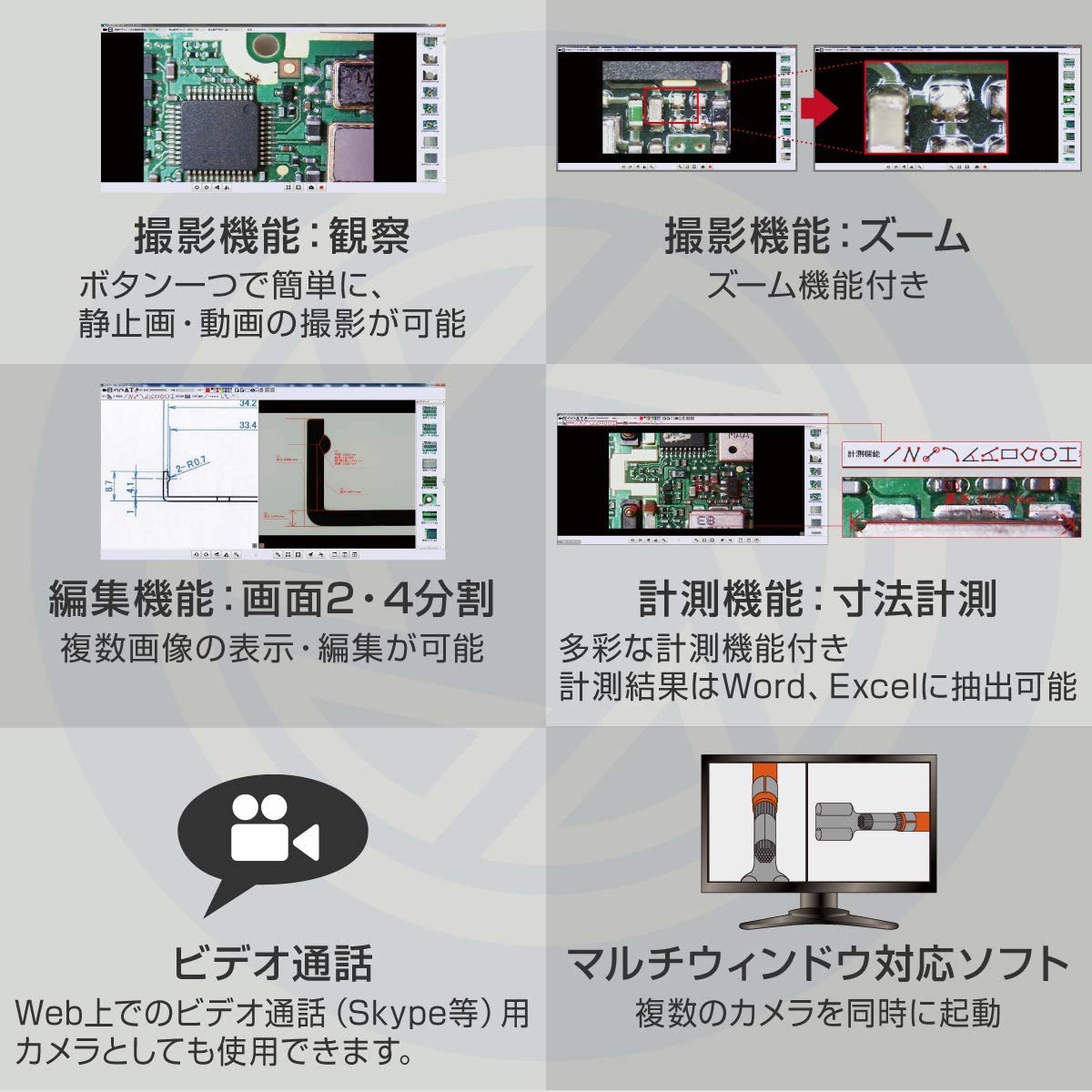 호잔 L-KIT789 디지털 현미경 USB 카메라 포함 500만 화소 와이드 베이스 이미지 3