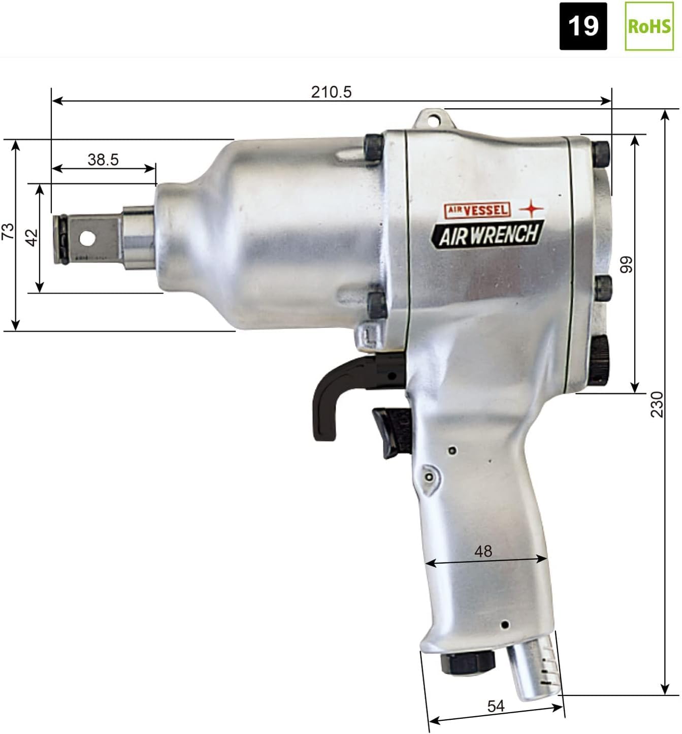 베셀 에어 임팩트 렌치 GT-2000PF 20mm 경량 이미지 3