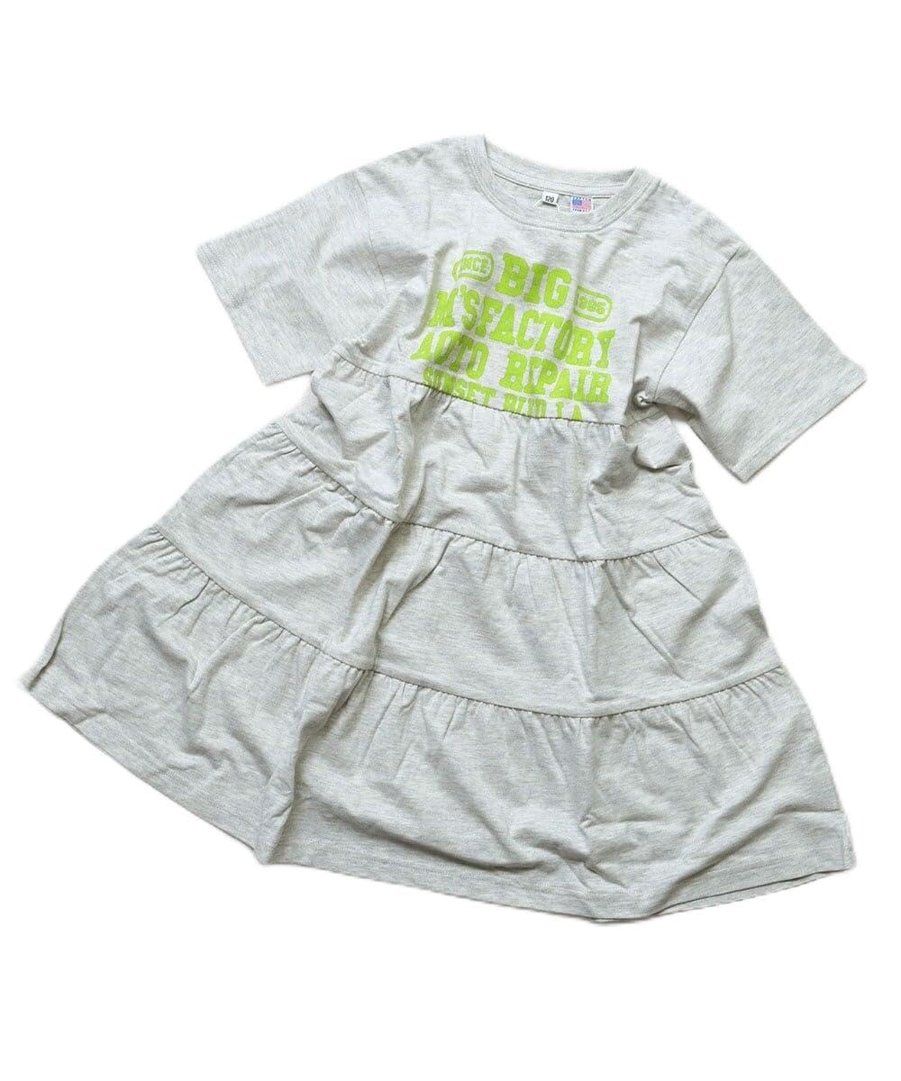 마키즈 COTTON from U.S.A 티어드 반소매 원피스 B11 오프화이트 헤더 100