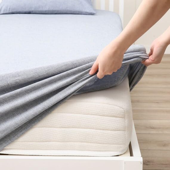 니토리 멀티 코튼린넨 블루 7515364 세미더블 매트리스커버 이미지 4