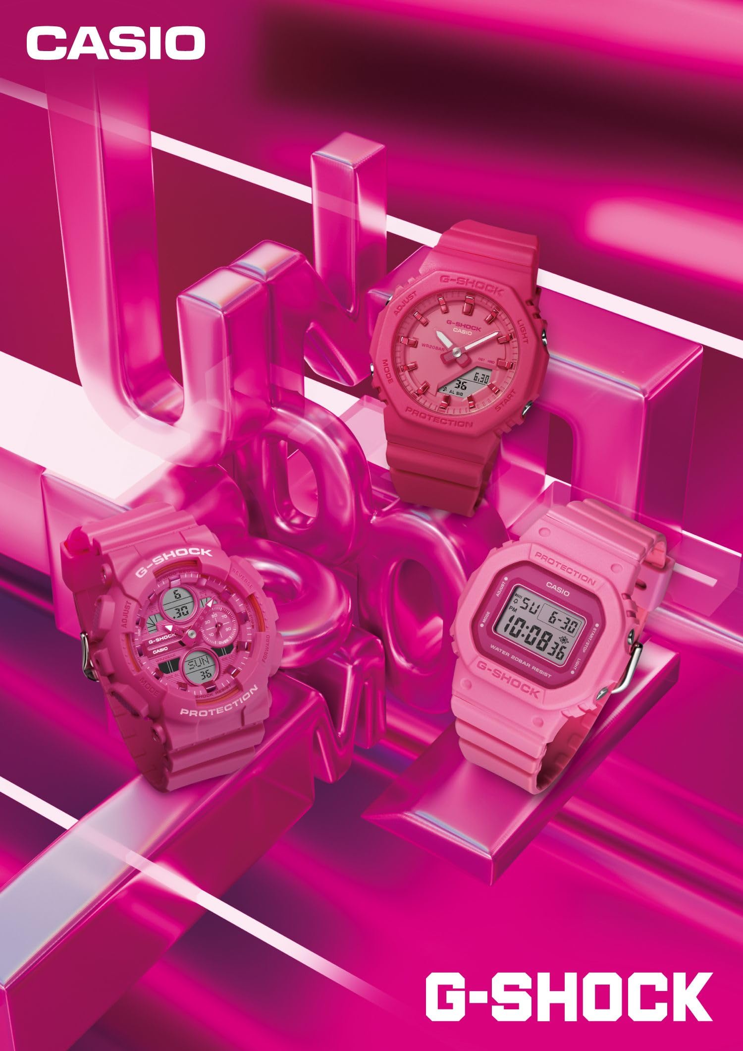 카시오 지샥 G-SHOCK 파워핑크 BASIC 한정컬러:핑크 심플페이스 이미지 3