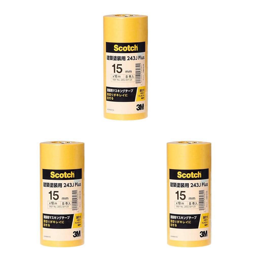 3M 243J Plus 15mm 건축용 마스킹테이프 멀티팩 폭 15mm 멀티팩 이미지 1