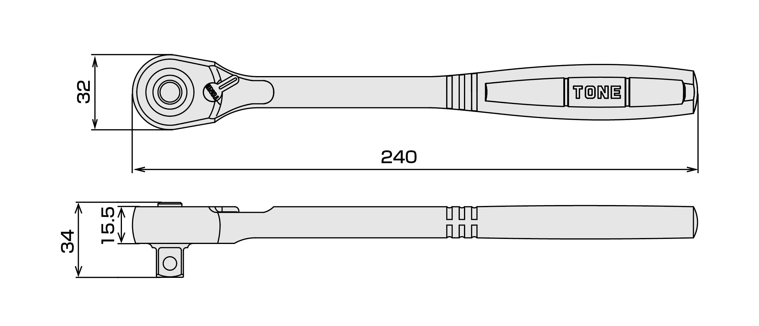 토네 라쳇핸들 RH4H 12.7mm 홀드타입 이미지 5