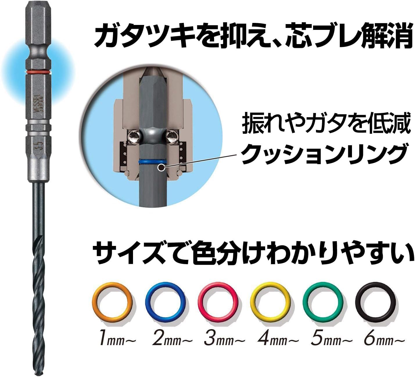 베셀 쿠션 드릴 철공용 드릴 비트 세트 2.0mm 3개입 AMD3S-2.0 이미지 4