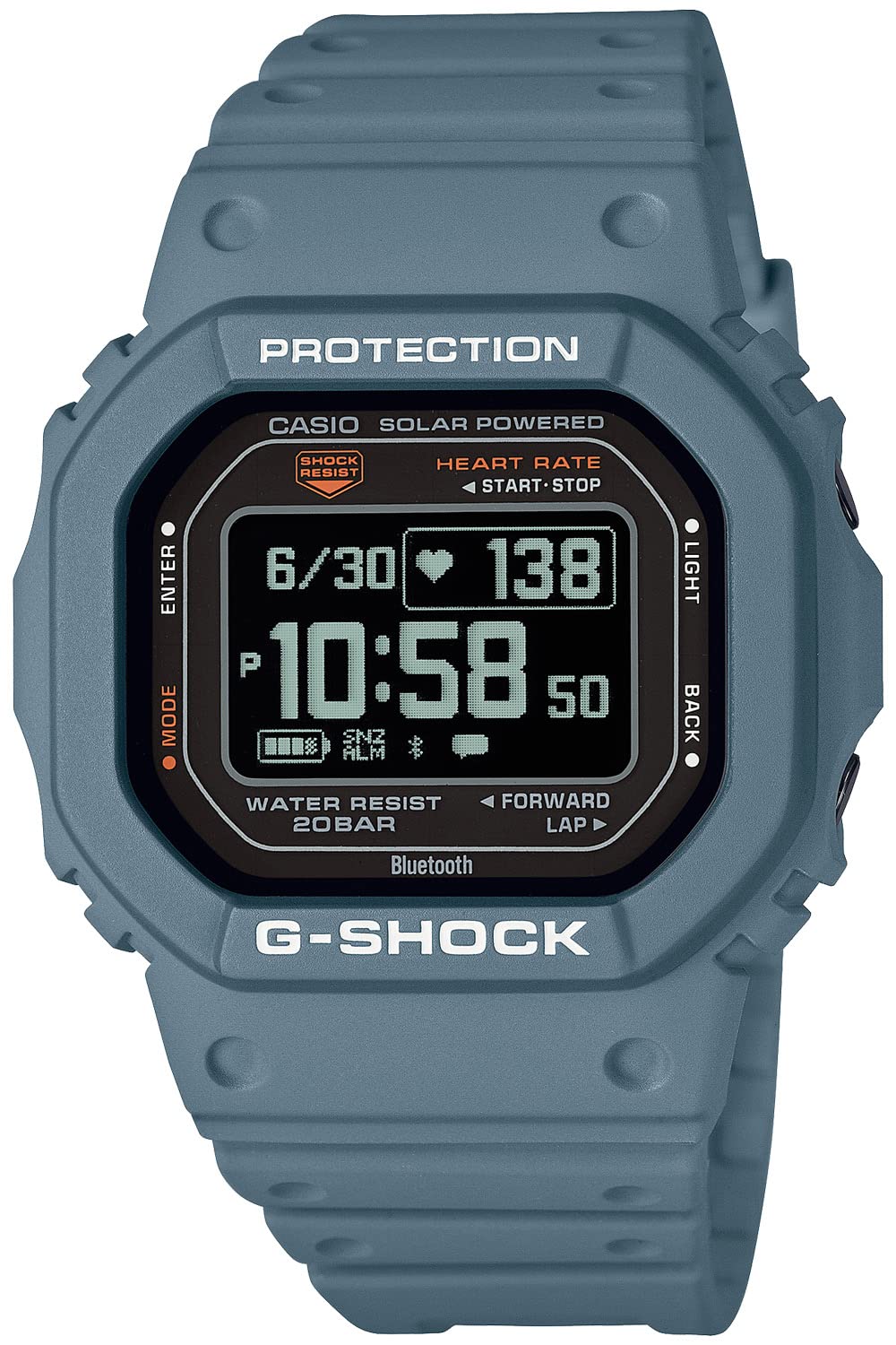 카시오 지샥 G-SQUAD DW-H5600-2JR 손목시계 블루투스 심박수 측정 기능 탑재