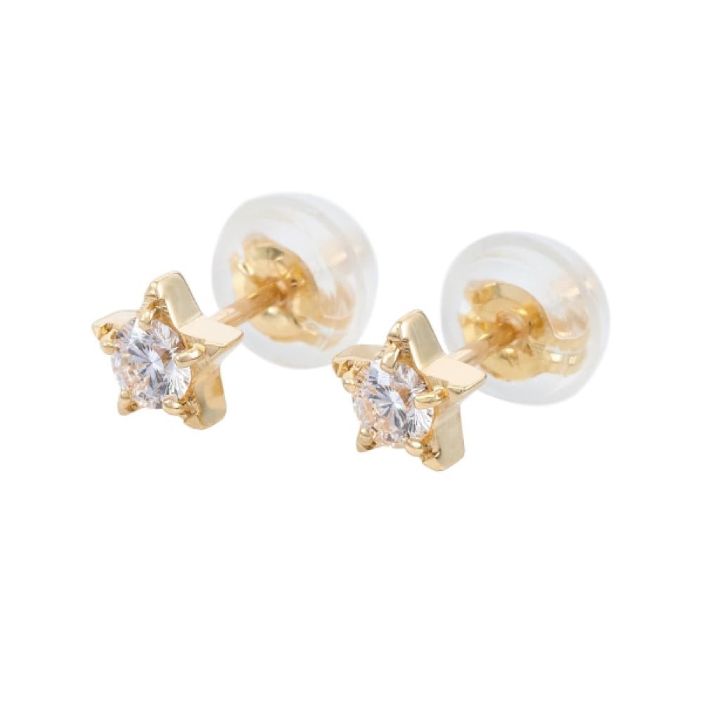 교세라 브릴리언트 타임 스타 스터드 다이아몬드 귀걸이 0.12ct K18 옐로우골드