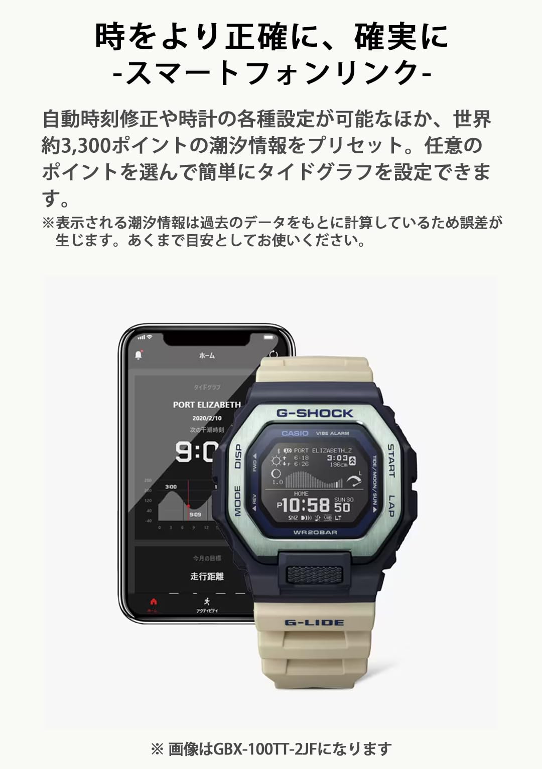 카시오 지샥 G-LIDE GBX-100-7JF 손목시계 화이트 이미지 5