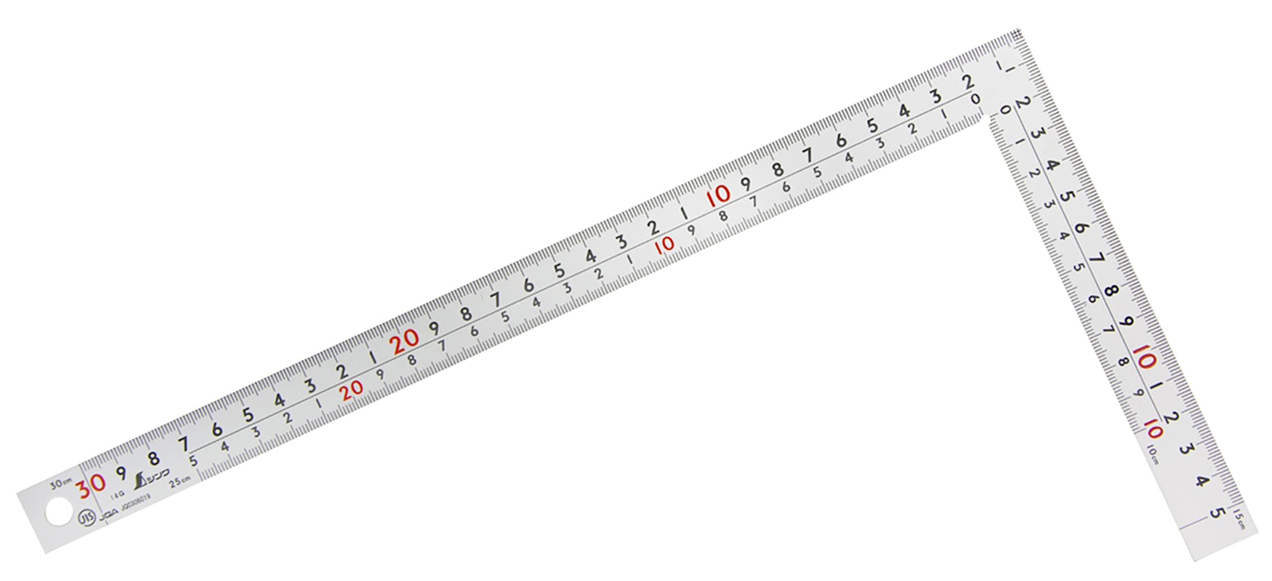 신와 직각자 두꺼운 광폭 실버 10451 30cm 직각자 앞뒤동일눈금 8단눈금 이미지 1