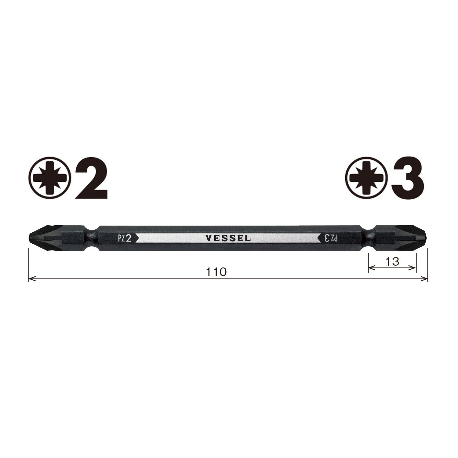 베셀 양두 콤비비트 PZ142311 PZ2 PZ3 110mm 2입 이미지 2