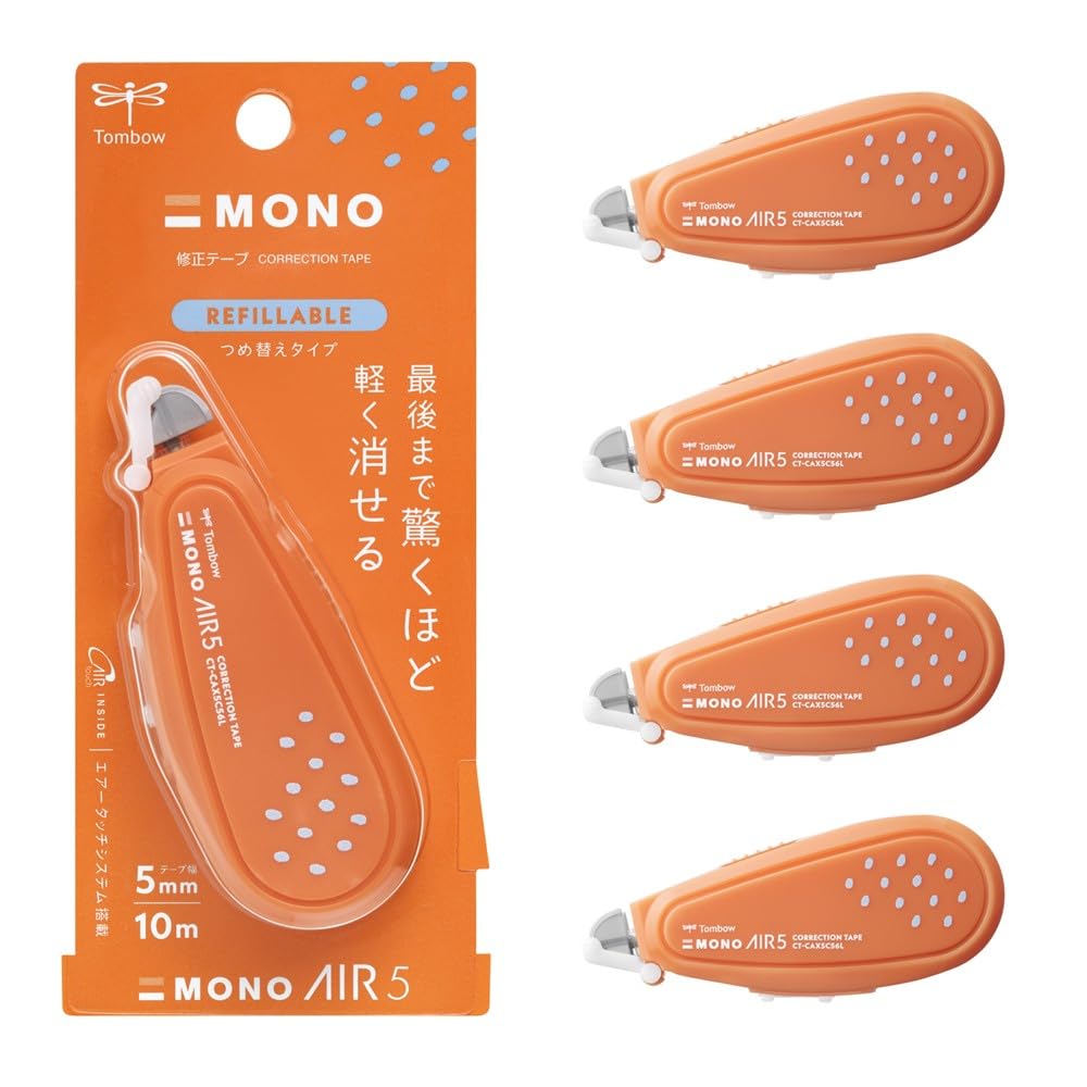 톰보 모노에어 밀크오렌지 5mm 리필형 수정테이프 5개입 CT-CAX5C56L-5P