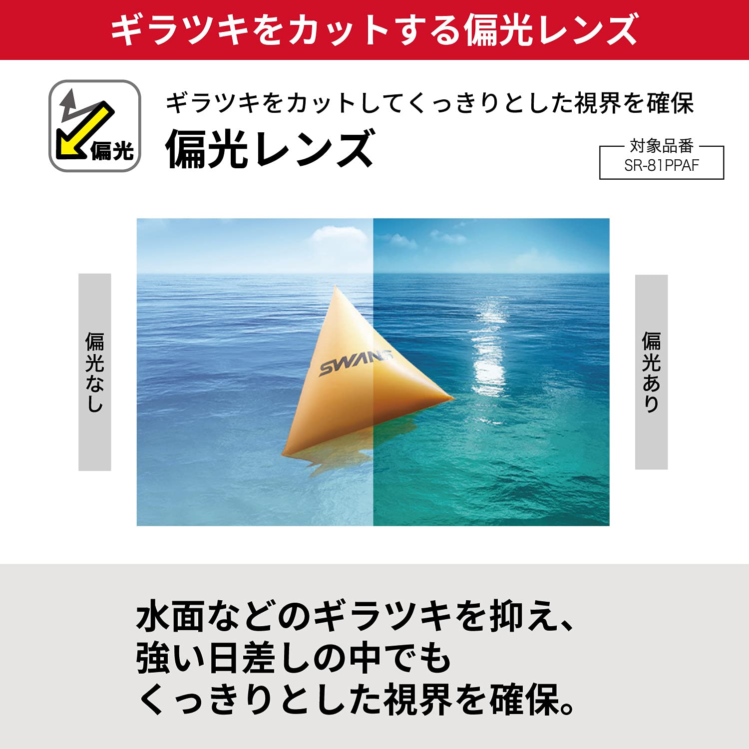 스완스 어센더 클리어 편광 SR-81P PAF 수경 편광 CLA:클리어×편광스모크 편광 이미지 5