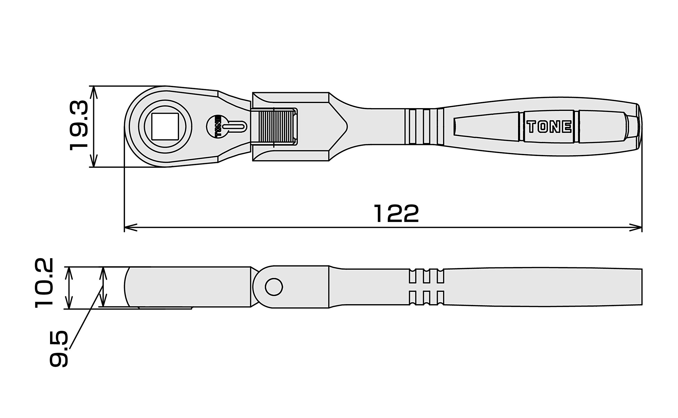 토네 RH2FB 6.35mm 플렉시블 라쳇핸들 이미지 5