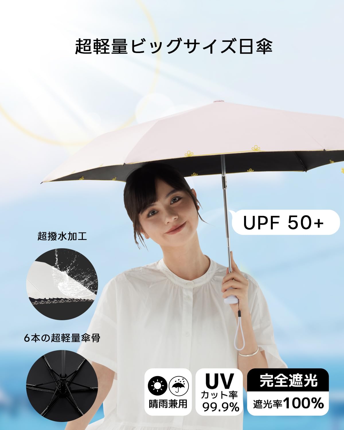 콘치와 3단 자동개폐 양우산 50cm 자외선차단 컴팩트 이미지 2