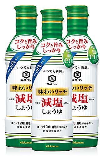 기꼬만 언제나신선 저염 간장 450ml 3개입 맛이 풍부한