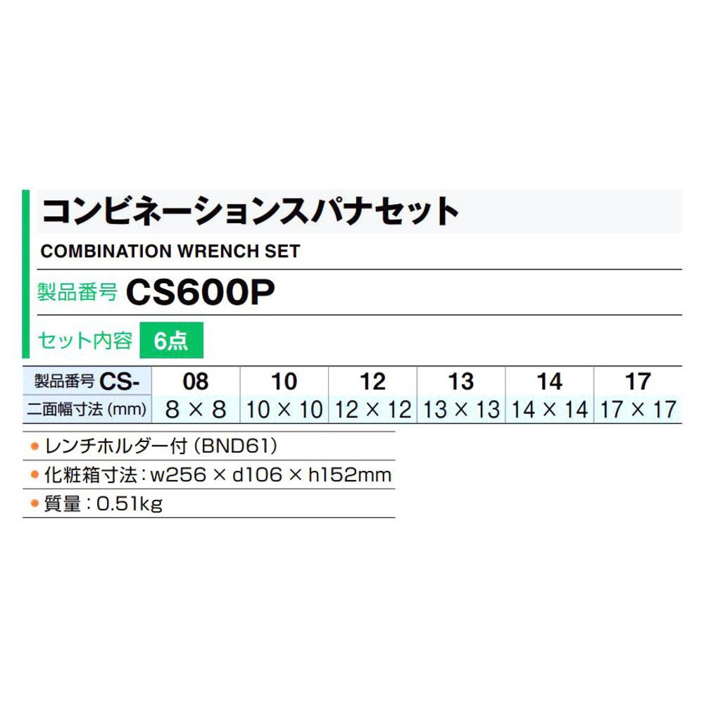 토네 콤비네이션 스패너 세트 CS600P 레드 6종 이미지 2