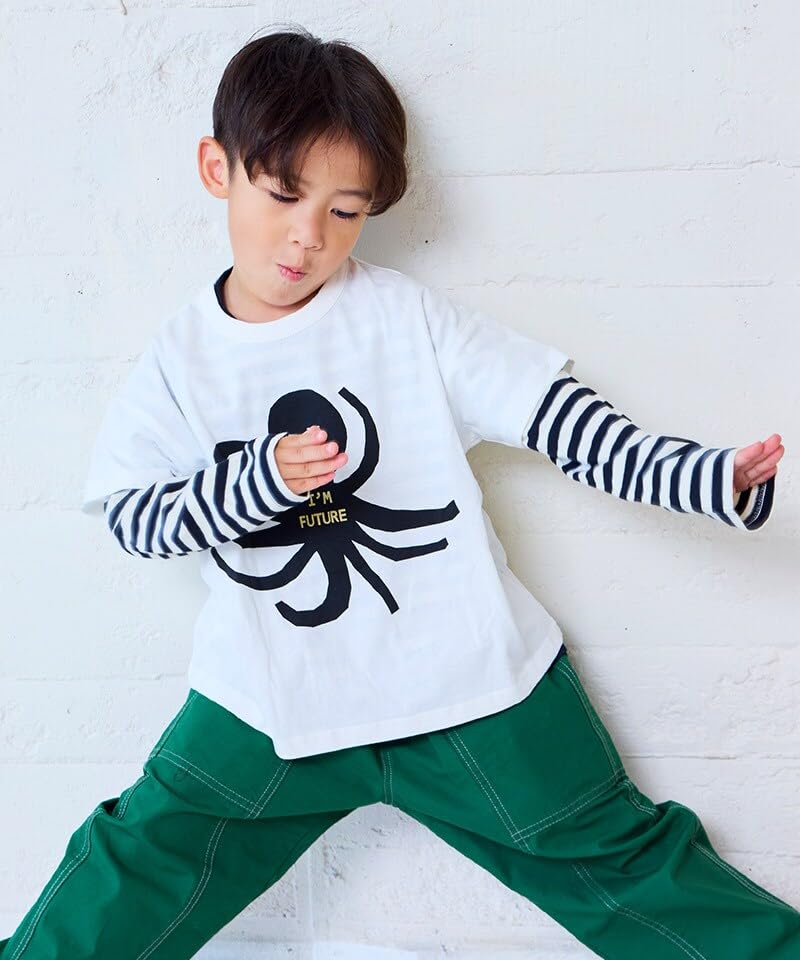 마키즈 선염 보더 긴팔 티셔츠 오렌지BD 140 이미지 6