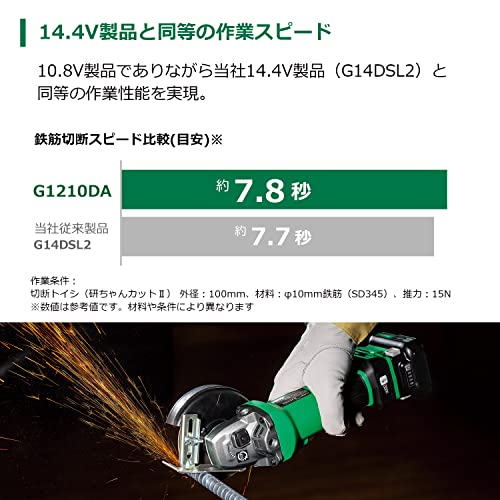 하이코키 G1210DA 10.8V 충전식 디스크 그라인더 100mm 4단계변속 브레이크 이미지 3