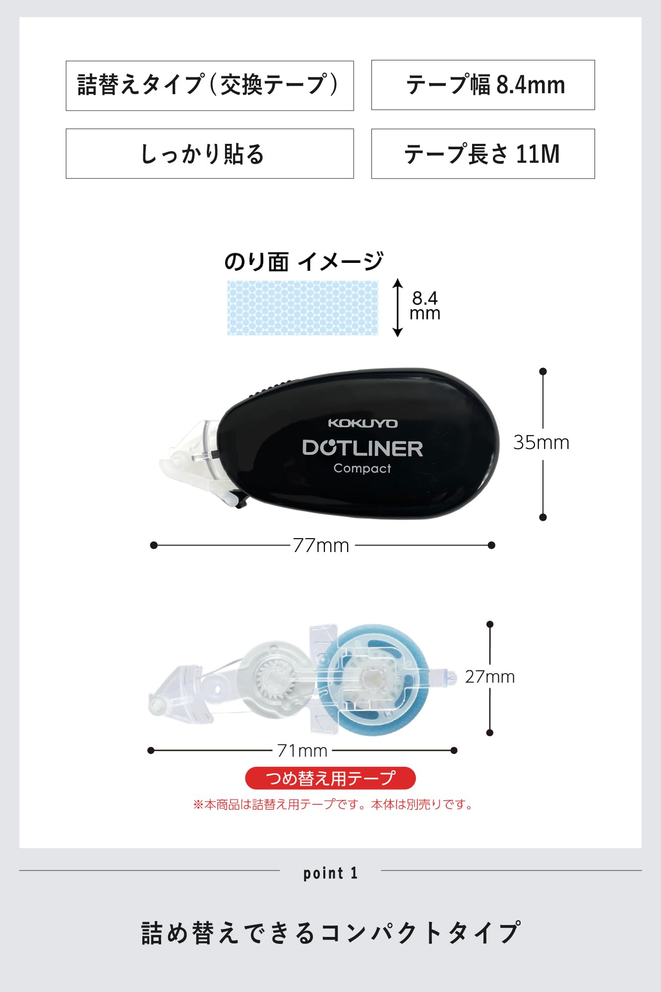 코쿠요 도트라이너 컴팩트 블랙 AM-DM4500-08ND-1R 본체 리필 세트 이미지 2