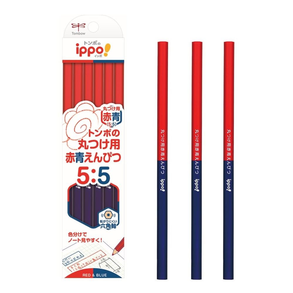 톰보 ippo 빨강파랑 색연필 CV-KIVP 12본입 채점용 육각