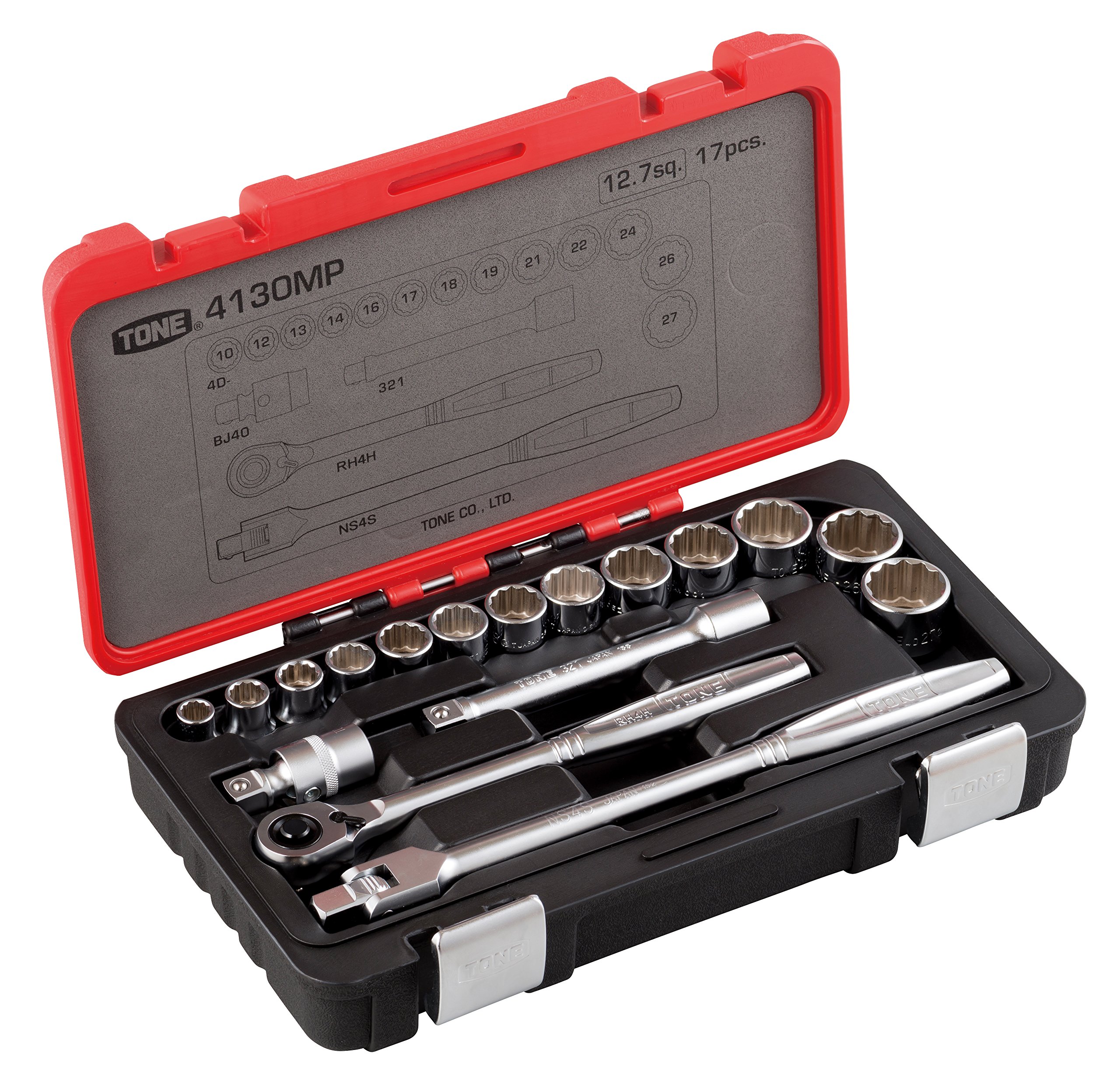 토네 4130MP 12.7mm 소켓 렌치 세트 레드 17종 이미지 4