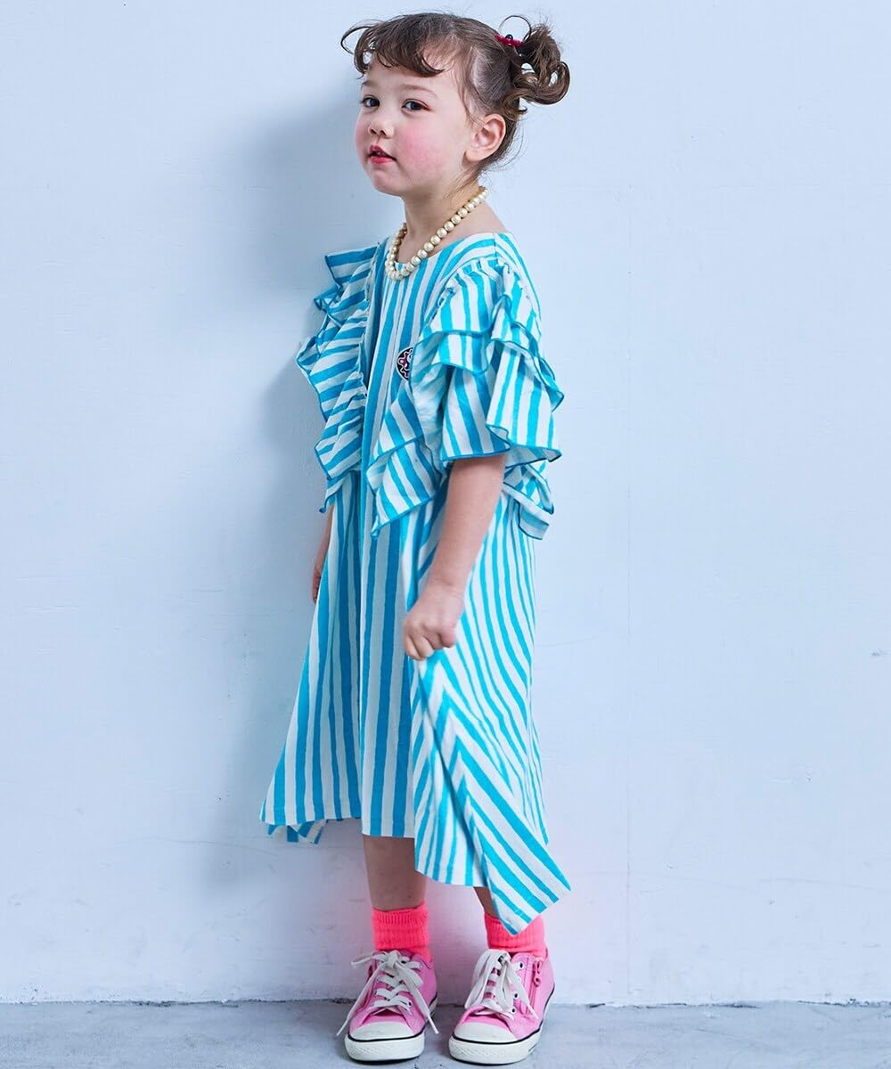 마키즈 COTTON from U.S.A 프릴 숄더 원피스 B08 화이트 도트 90 이미지 6