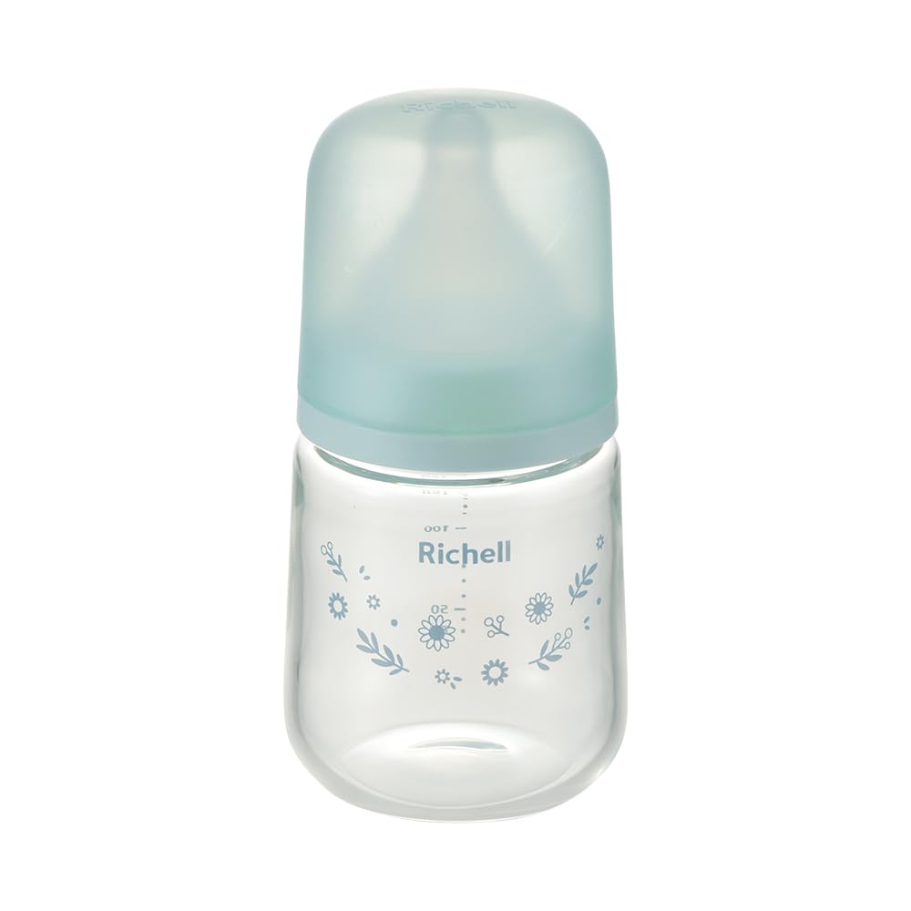리첼 하나에미 내열유리 젖병 160ml 클리어 블루 0개월
