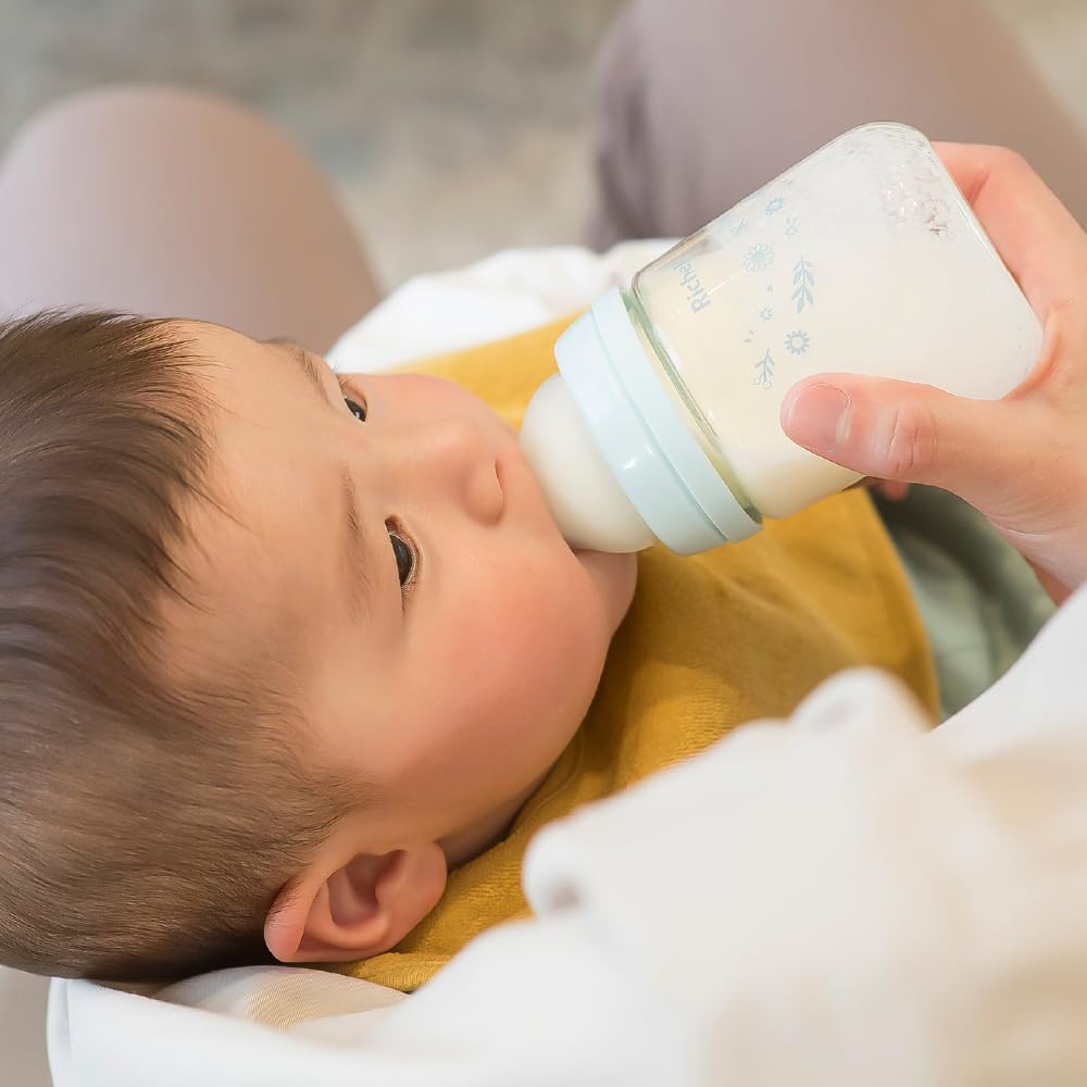 리첼 하나에미 내열유리 젖병 160ml 클리어 블루 0개월 이미지 2