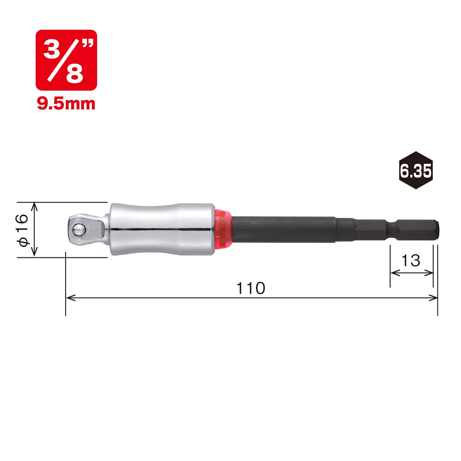 베셀 MTA20WSQ3L 9.5mm 소켓 어댑터 110mm 40V 대응 스윙형 이미지 2