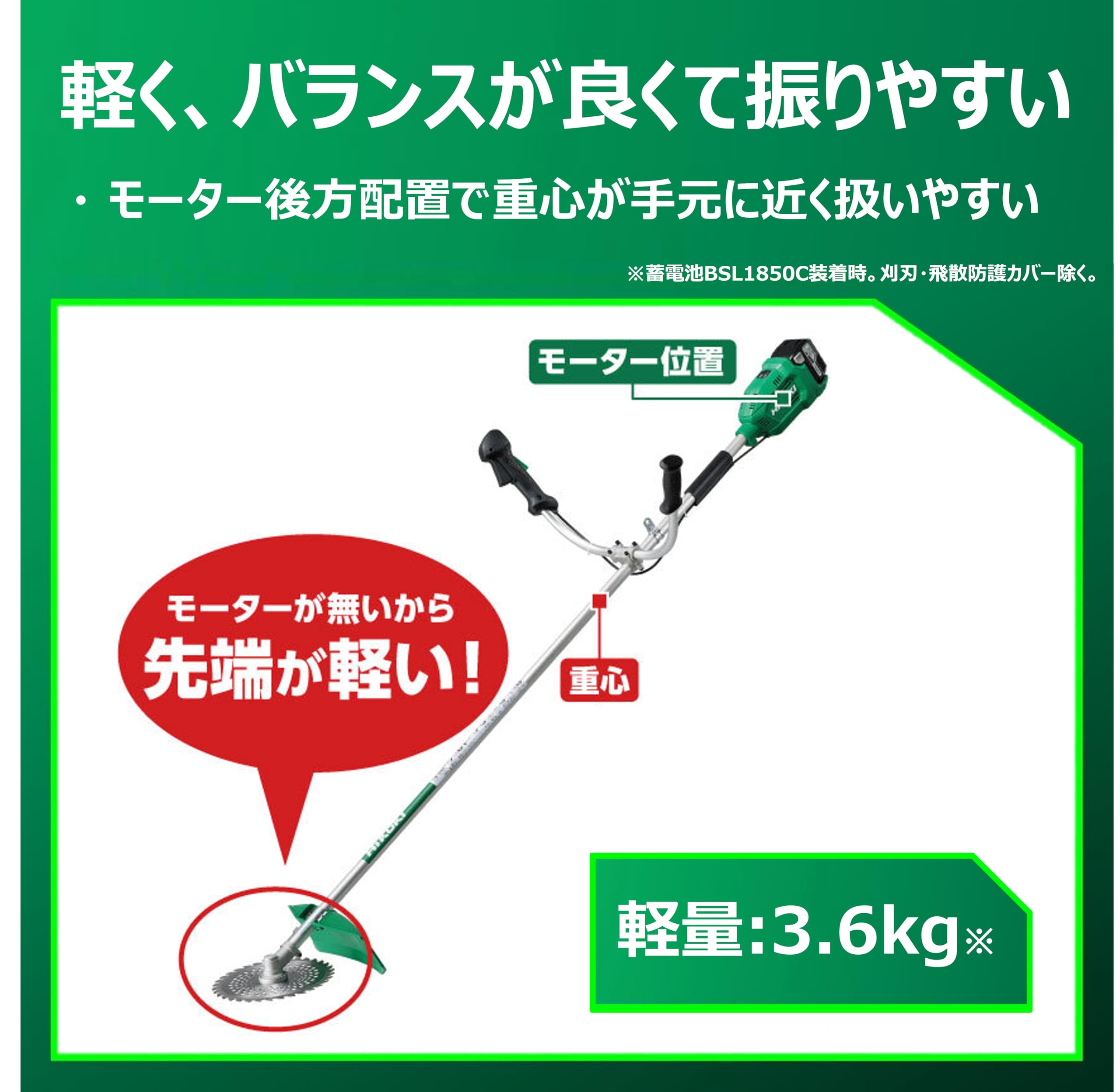 하이코키 CG18DA NN 18V 230mm 양손핸들 충전 예초기 본체 칩소 포함 이미지 3