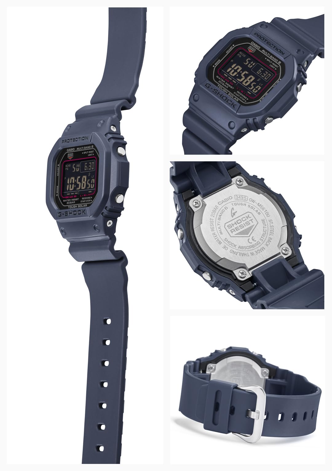 카시오 지샥 5600 스퀘어 네이비 GW-M5610U-2JF G-SHOCK 단품 네이비 이미지 2