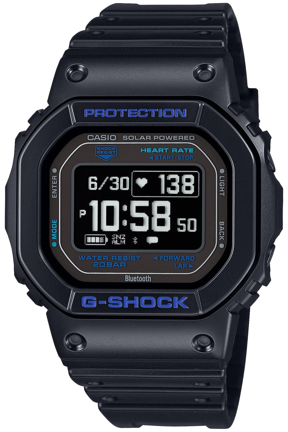 카시오 지샥 G-SQUAD DW-H5600-1A2JR 블랙 심박수 측정 기능 블랙 블루