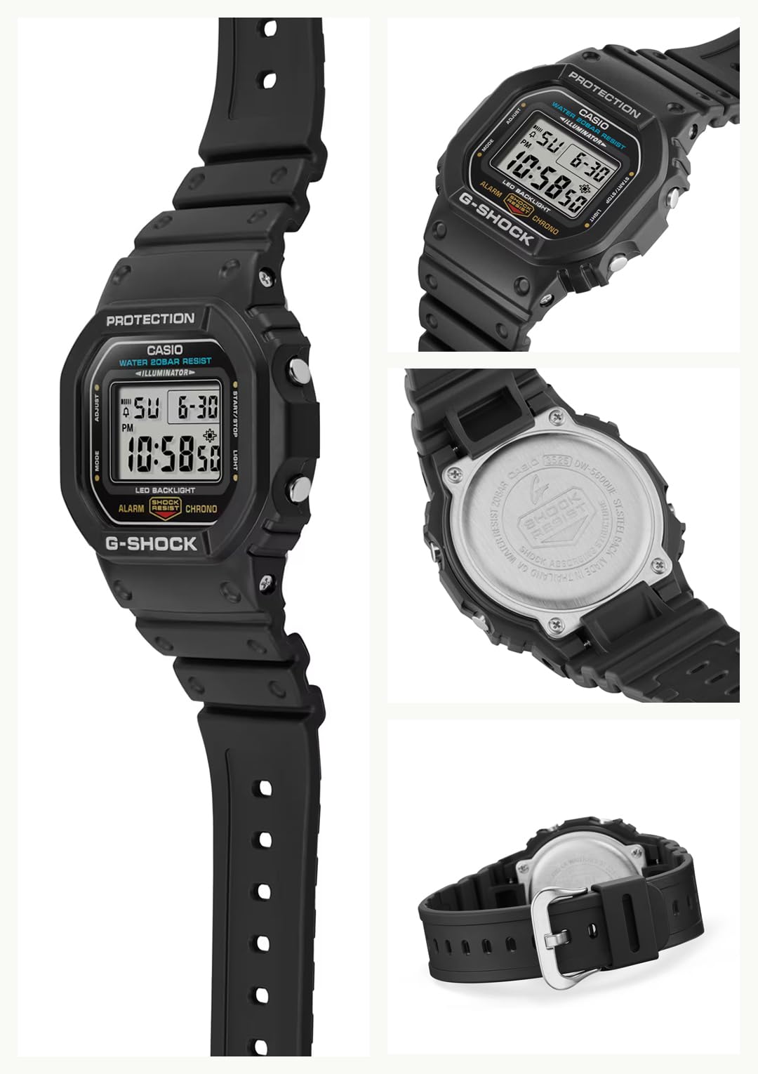 카시오 지샥 5600 시리즈 블랙 DW-5600UE-1JF 손목시계 기본색상 이미지 2