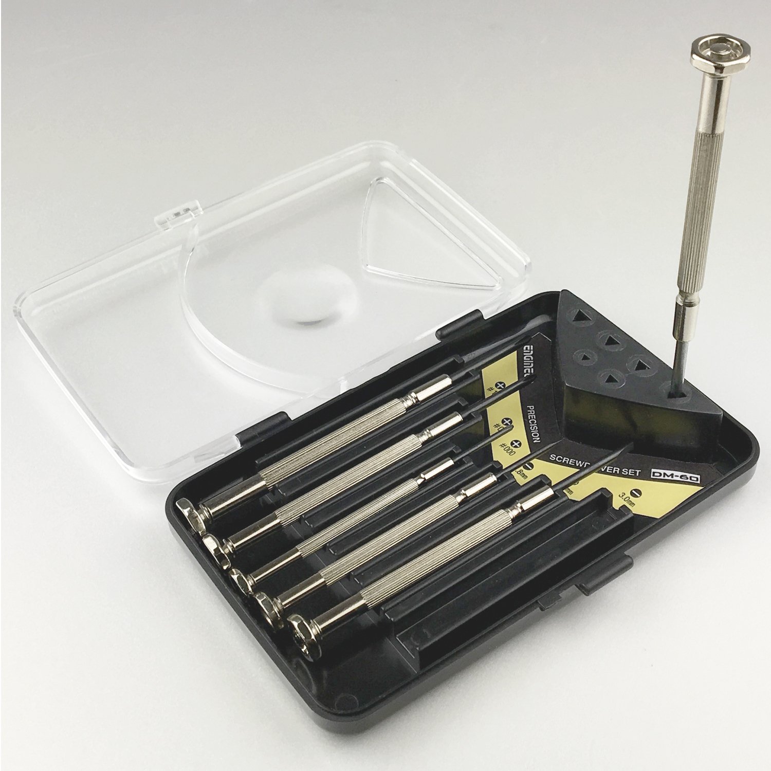 엔지니어 DM-60 6종 정밀 드라이버 세트 클리어 블랙 날끝 000~ -1.8~-3.0