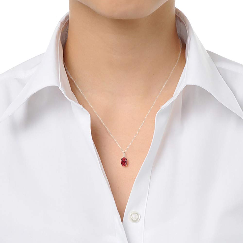교세라 루비 8x6mm 목걸이 K18 화이트골드 7월 탄생석 이미지 2