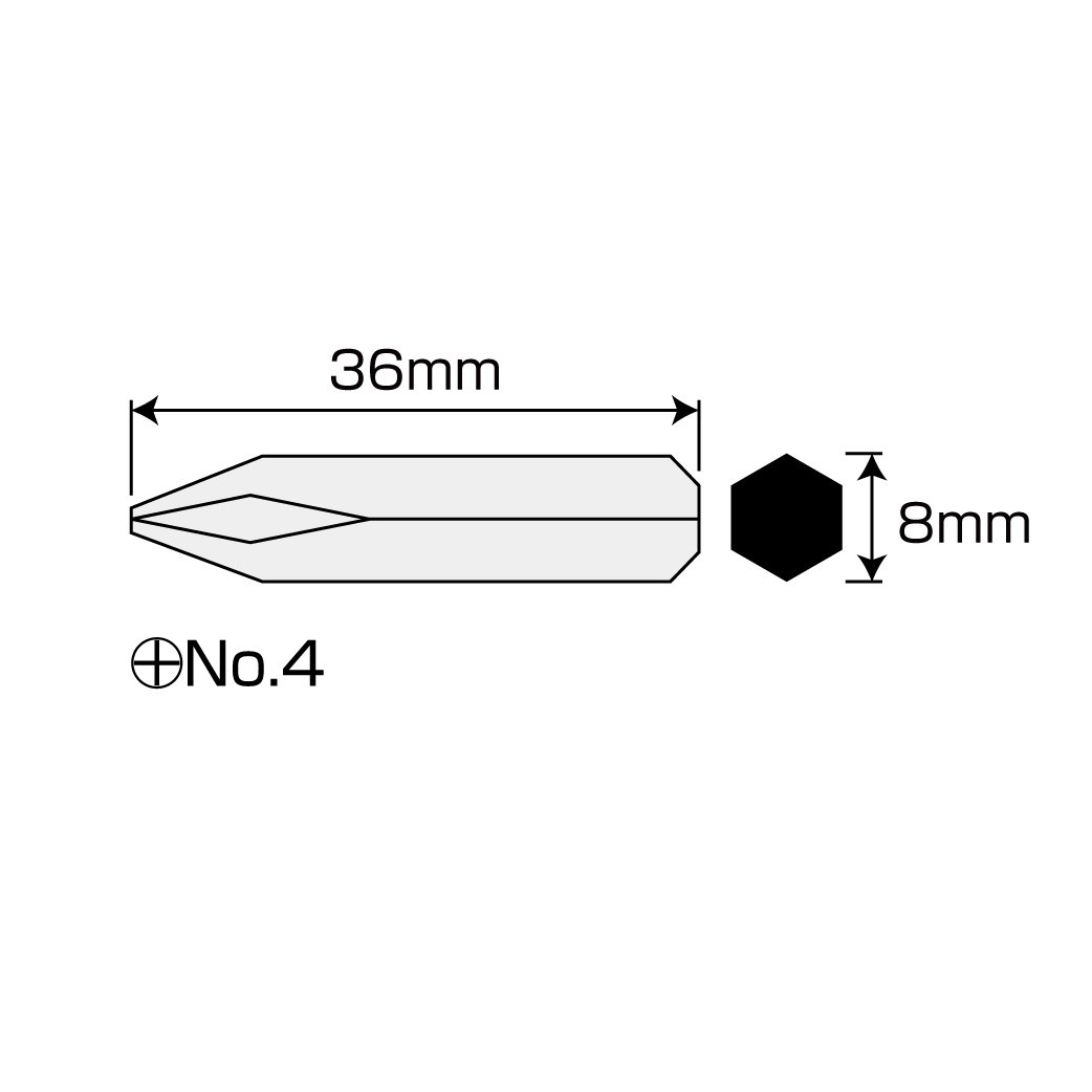 호잔 D-963-5 No.4x36mm 플러스 드라이버 비트 No.4 36mm 이미지 2