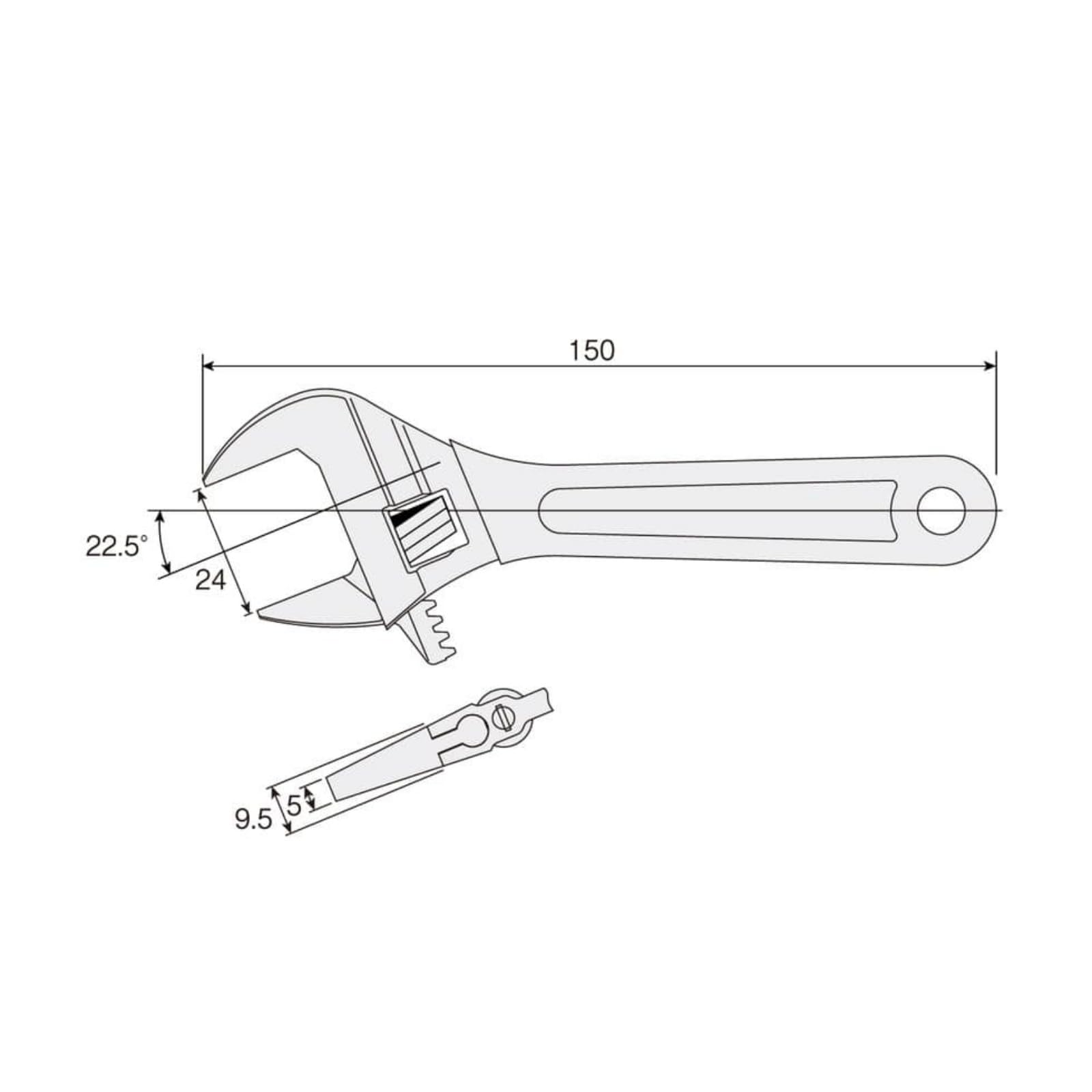 호잔 W-240-150 150mm 몽키렌치 24mm 경량형 이미지 4