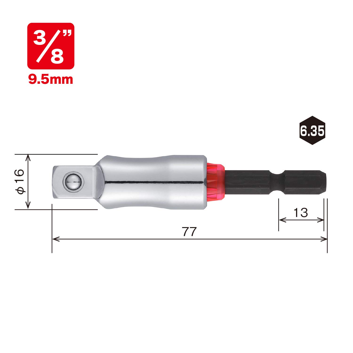 베셀 MTA20BSQ3 9.5SQ 77mm 소켓 어댑터 40V 대응 2개입 이미지 2