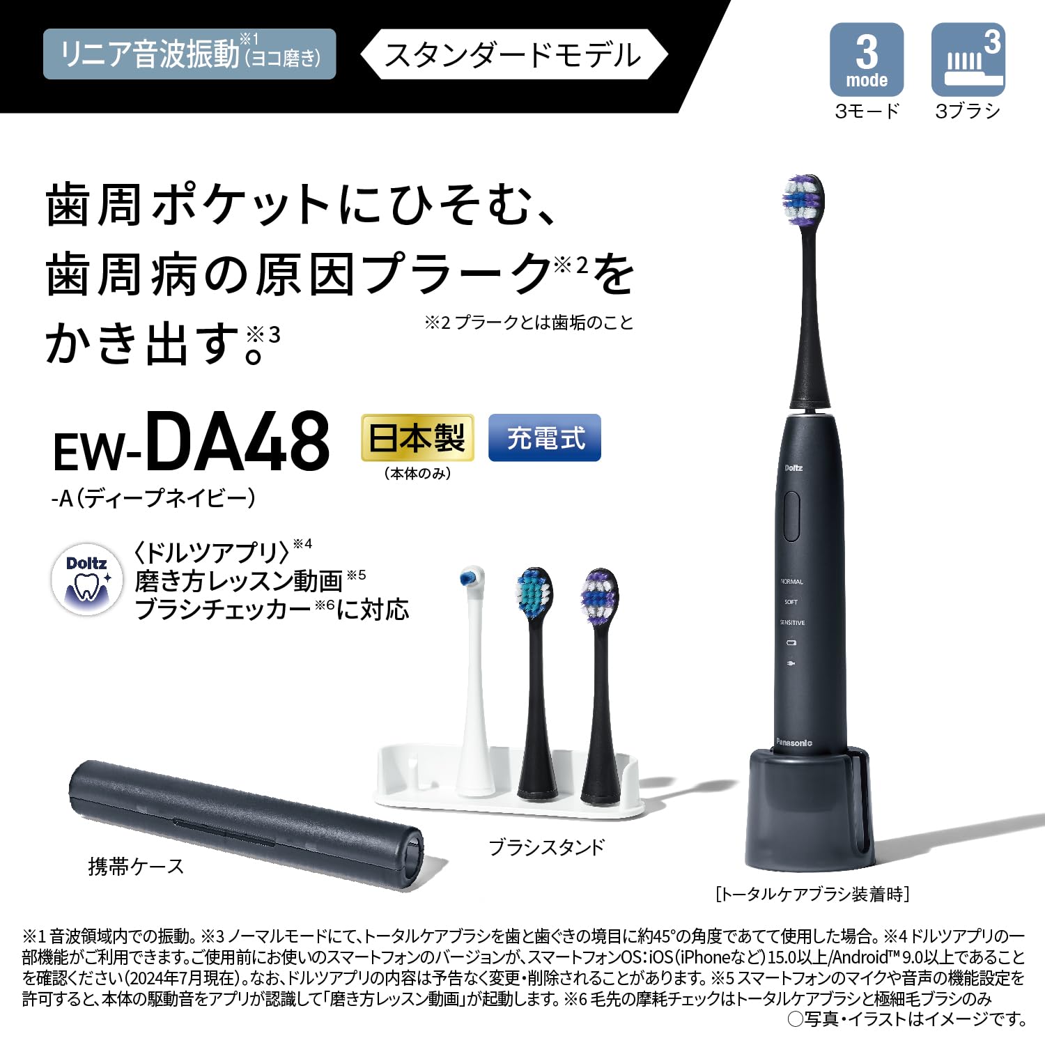 파나소닉 돌츠 딥네이비 EW-DA48-A 음파전동칫솔 USB충전 이미지 7