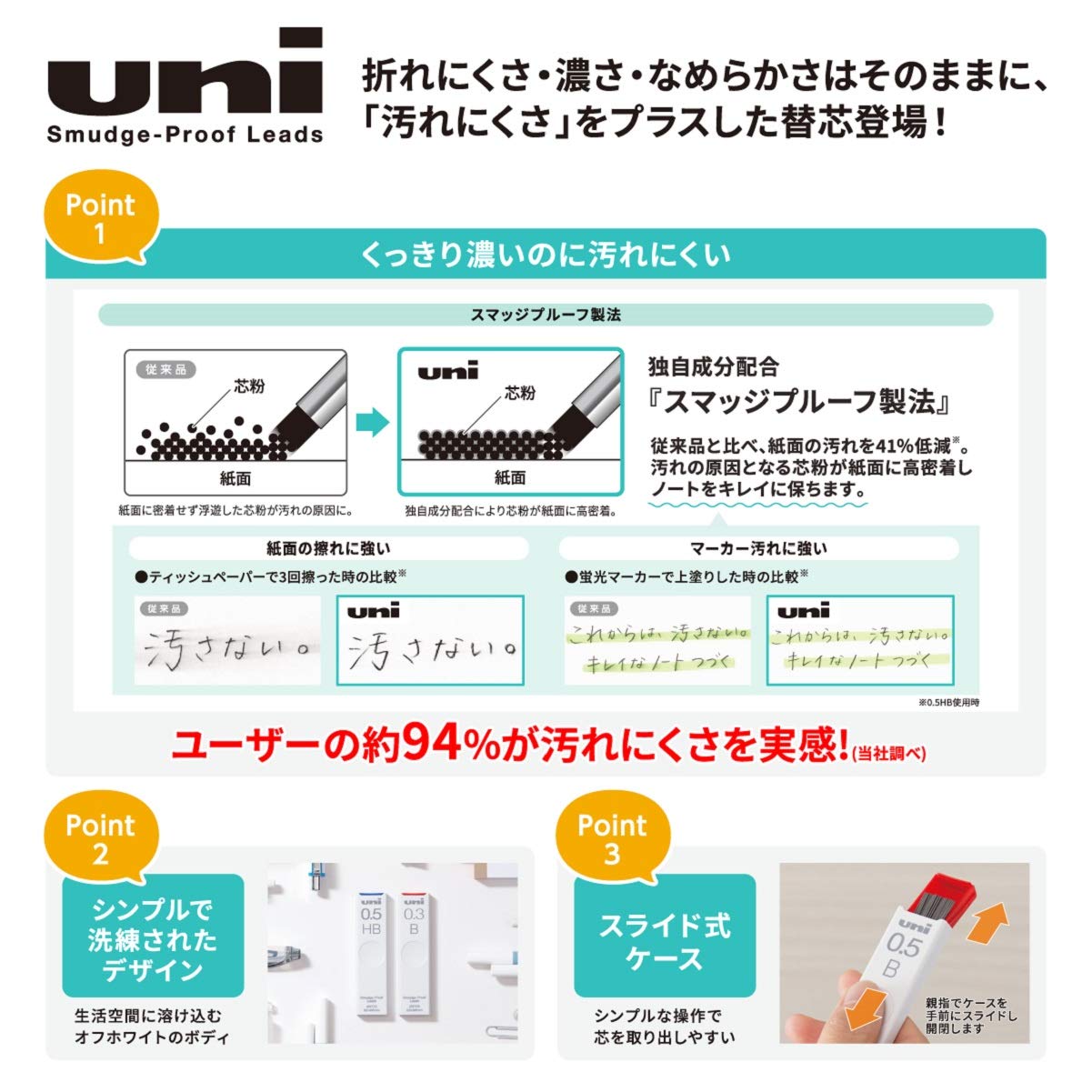 미쓰비시 연필 유니 ULS0325HB 0.3mm HB 샤프심 이미지 4