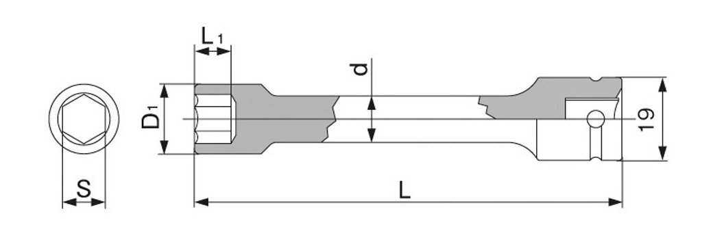 토네 3AEX-19L150 19mm 임팩트 익스텐션 소켓 이미지 3
