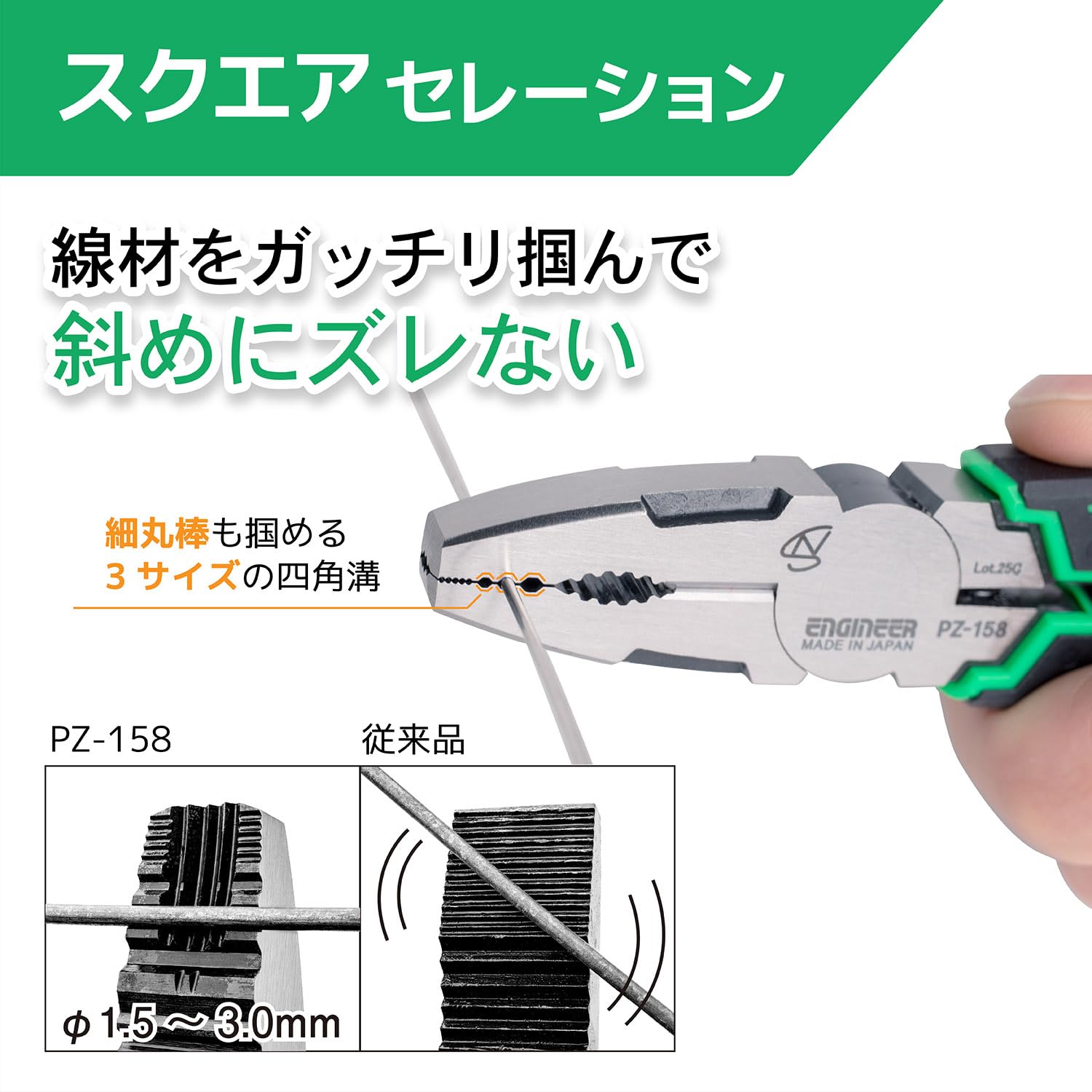 엔지니어 네지자우루스 Mk-II PZ-158 163mm 나사제거펜치 그린 이미지 4
