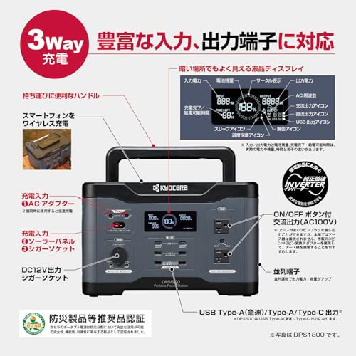 교세라 DPS1800 휴대용 파워뱅크 1800W 캠핑 차박용 이미지 3