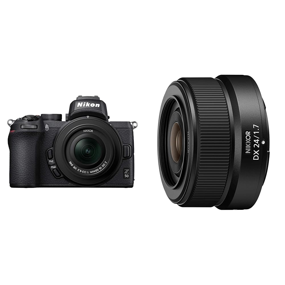 니콘 Z50 미러리스 카메라 16-50 VR 렌즈 24mm f1.7 단렌즈킷 블랙
