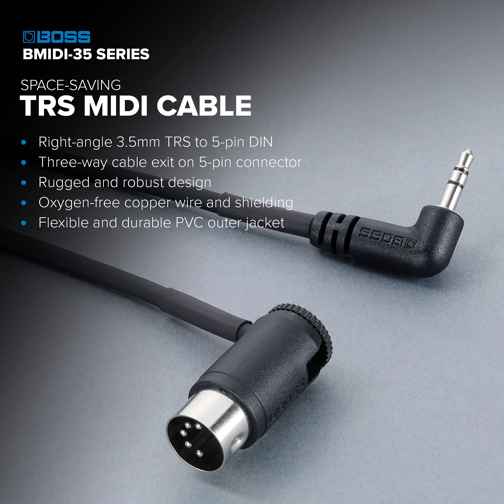 보스 BMIDI-1-35 30cm MIDI 케이블 3.5mm TRS-MIDI 이미지 2