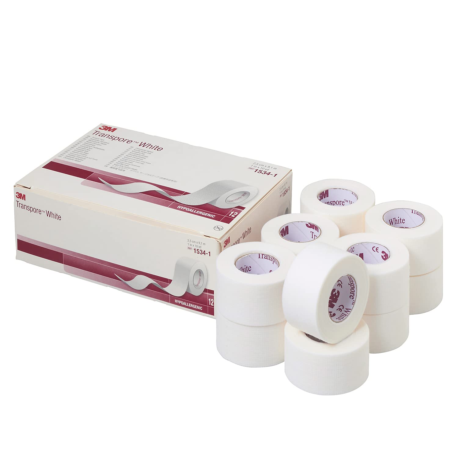 3M 트랜스포어 서지컬테이프 부직포 1534-1 25mm 9.1m 12개입