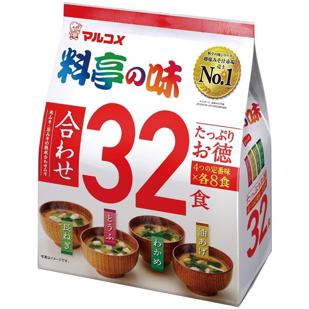 마루코메 료테이노아지 즉석 된장국 32식 3개입 미역;대파;두부;유부 이미지 7