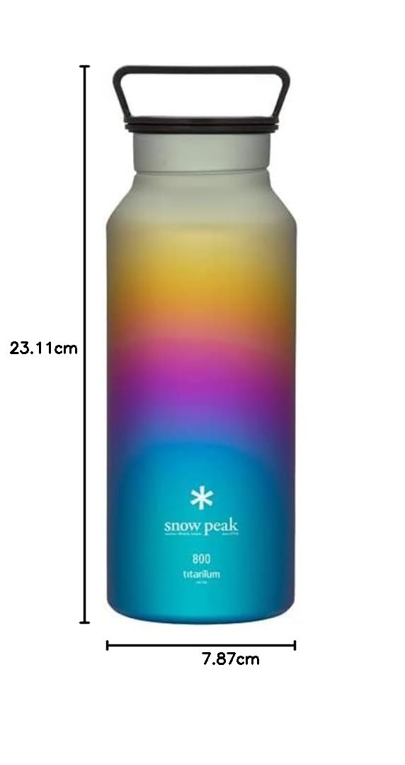 [중고] 스노우피크 오로라 보틀 TW-800-RA 800ml 티타늄 물병 스티커 포함 정품 레인보우 이미지 15
