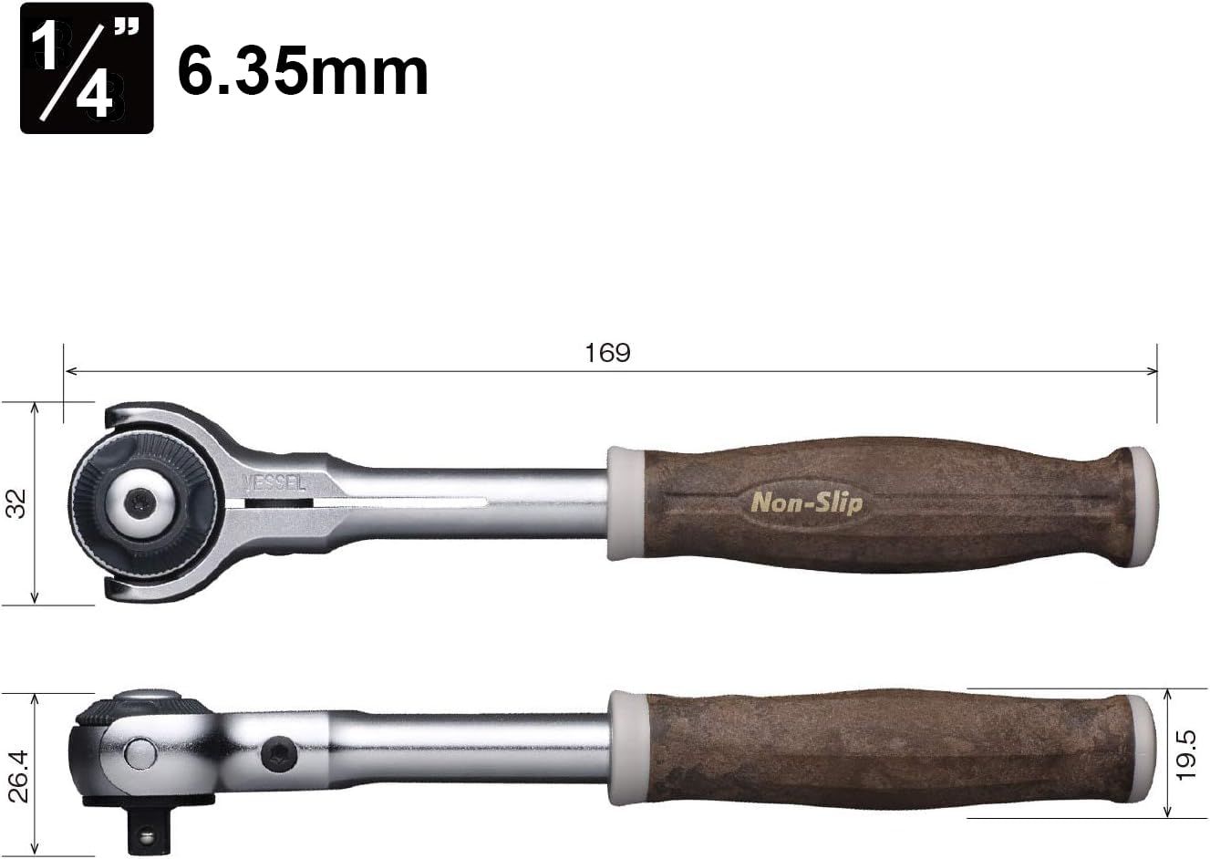 베셀 우디 스위블 HRH2-SW 6.35mm 라쳇 핸들 논슬립 이미지 2