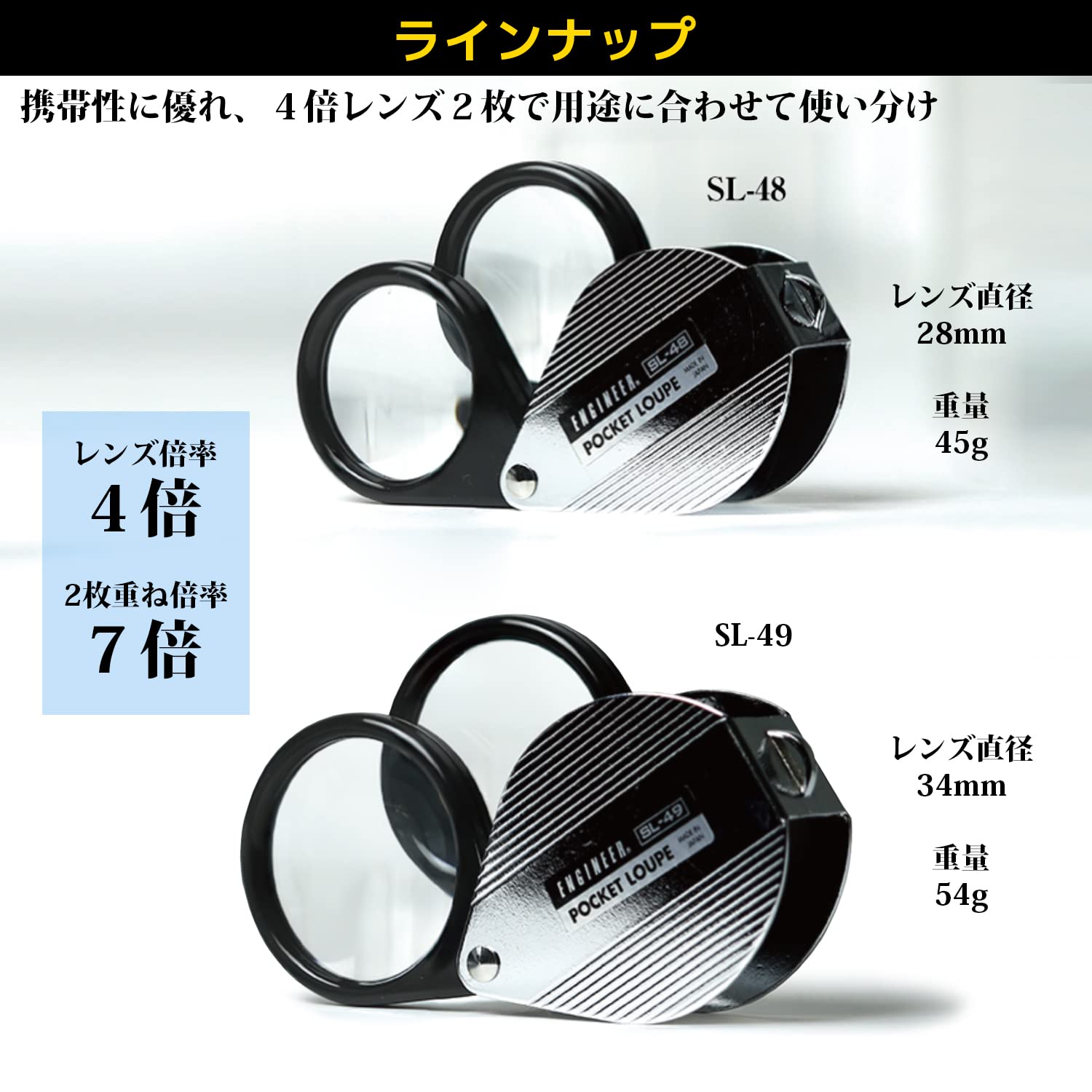 엔지니어 SL-48 포켓 루페 확대경 4배 7배 30mm 렌즈지름:30mm 이미지 5